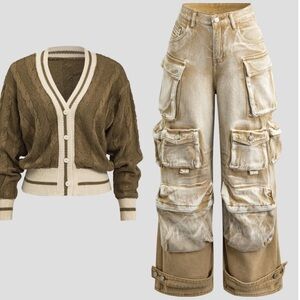 Micas brand cargo style jean “pants ONLY” the sweater not included.